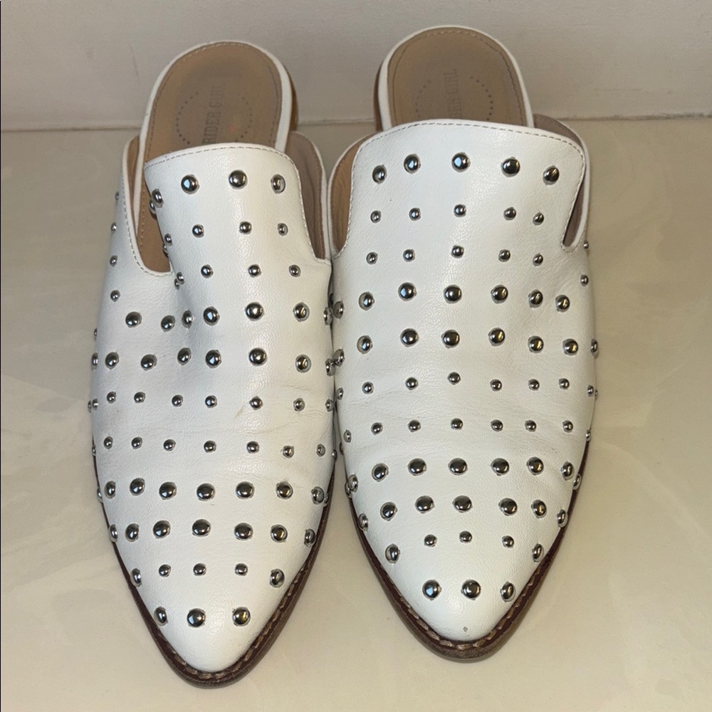 White Studded Mules